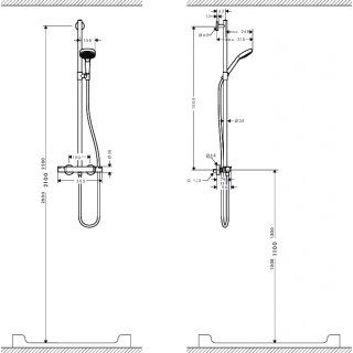 Душевой гарнитур Hansgrohe Croma Select E Multi SemiPipe 27248400 с термостатом