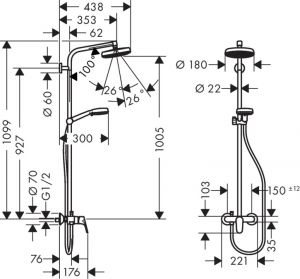 Душевая стойка Hansgrohe Crometta 160 1 Jet Showerpipe 27266400