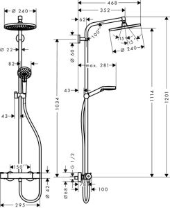 Душевая стойка Hansgrohe Crometta S 240 1jet Showerpipe 27267000 с термостатом