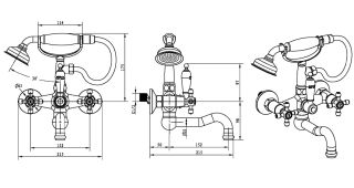 Смеситель для  ванны Boheme, душ. компл.  ROYAL CRYSTAL black, хром переключатель чёрный SW_Комплект хром