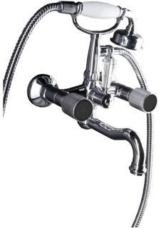 Смеситель для  ванны Boheme, душ. компл.  ROYAL CRYSTAL black, хром переключатель чёрный SW_Комплект хром