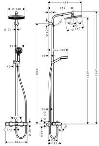 Душевая стойка Hansgrohe Crometta S 240 1jet Showerpipe 27320000 с термостатом