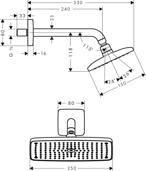 Верхний душ Hansgrohe Raindance Е Air 1jet 240 27370000