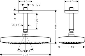 Верхний душ Hansgrohe Raindance Select Е300 2jet 27384000