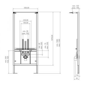 Инсталляция для биде Artceram 700.102 50 см