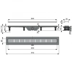 Душевой лоток Koller Pool G10-850 с решеткой