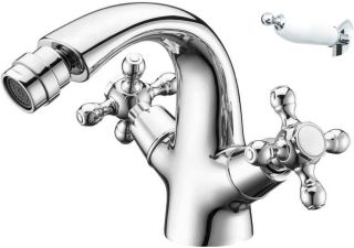 Смеситель для биде Boheme TRADIZIONALE CHROMO двуручковый + ручки керамика_Комплект хром