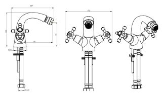 Смеситель для биде Boheme  ROYAL CRYSTAL BLACK, хром_Комплект хром