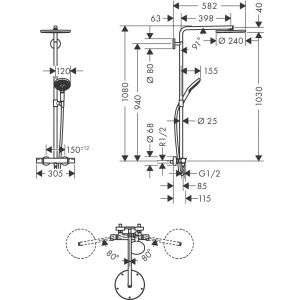 HG Raindance Select Showerpipe душевая стойка 27633700