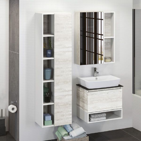 Тумба COMFORTY Прага-60 дуб 00-00014536, с графитовой столешницей с раковиной Comforty PZ-6068
