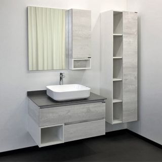 Тумба COMFORTY Прага-90 00-00014424, с графитовой столешницей с раковиной Comforty T-Y9378