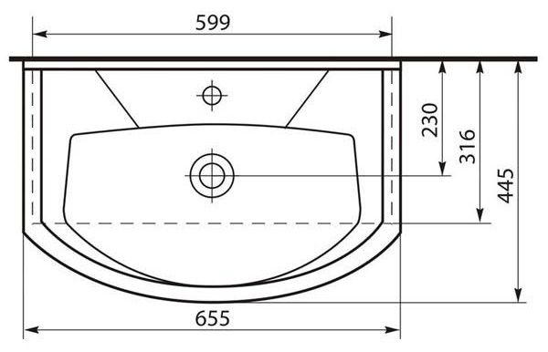 Мебельная раковина Rosa Элеганс 65см белый SD-00000590 Мебельная раковина Rosa Элеганс 65см белый SD-00000590