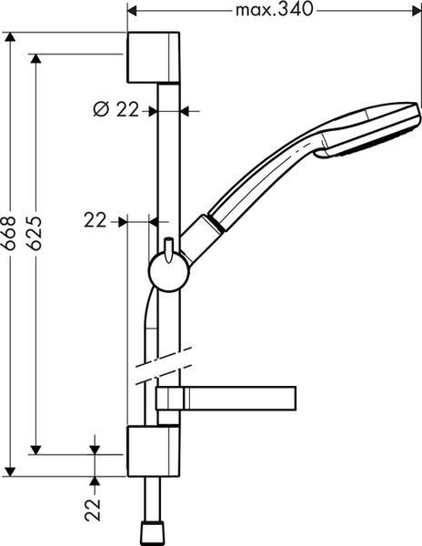 Душевой гарнитур Hansgrohe Croma 100 1jet/Unica'C 27717000 штанга 650 мм