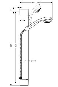 Душевой гарнитур Hansgrohe Crometta 1jet/Unica'С 27728000 650 мм