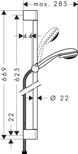 Душевой гарнитур Hansgrohe Crometta 85 Vario/Unica Crometta 27763000 штанга 650 мм