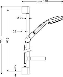 Душевой гарнитур Hansgrohe Croma 100 Vario/Unica’C Shower Set 27771000 штанга 900 мм Душевой гарнитур Hansgrohe Croma 100 Vario/Unica’C Shower Set 27771000 штанга 900 мм