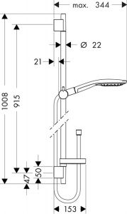 Душевой гарнитур Hansgrohe Raindance Select 150 3jеt 27803400 штанга 900 мм