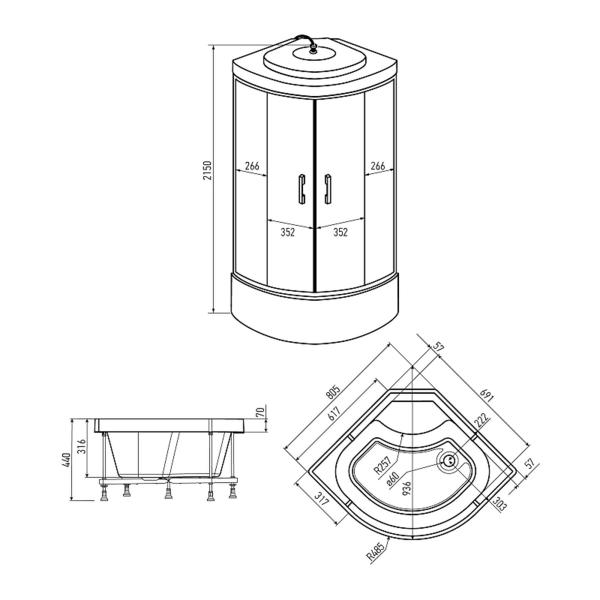 Душевая кабина Erlit ER3508TP-C3-RUS 80x80 см