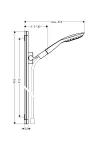 Душевой гарнитур Hansgrohe PuraVida 150 3jet 27853400 штанга 900 мм