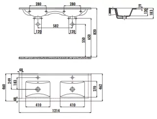 Раковина двойная Creavit Su SU121-00CB00E-0000 120 см белый