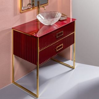 Тумба под раковину Armadi Art Monaco 100см бордо/золото 867-100-RG Тумба под раковину Armadi Art Monaco 100см бордо/золото 867-100-RG