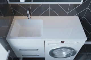 Раковина над стиральной машиной Madera Kamilla правая 110см белый 4627173210034