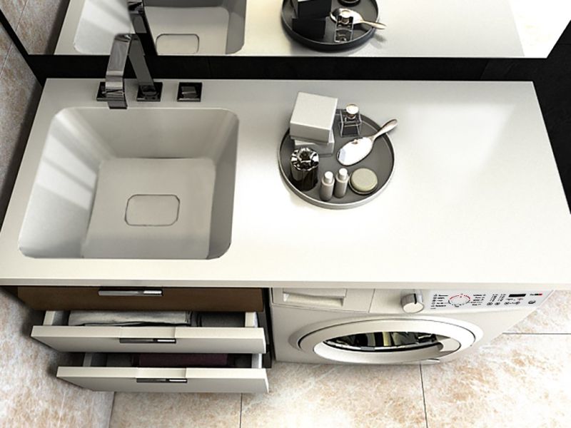 Раковина над стиральной машиной Madera Kamilla левая 110см белый 4627173210041