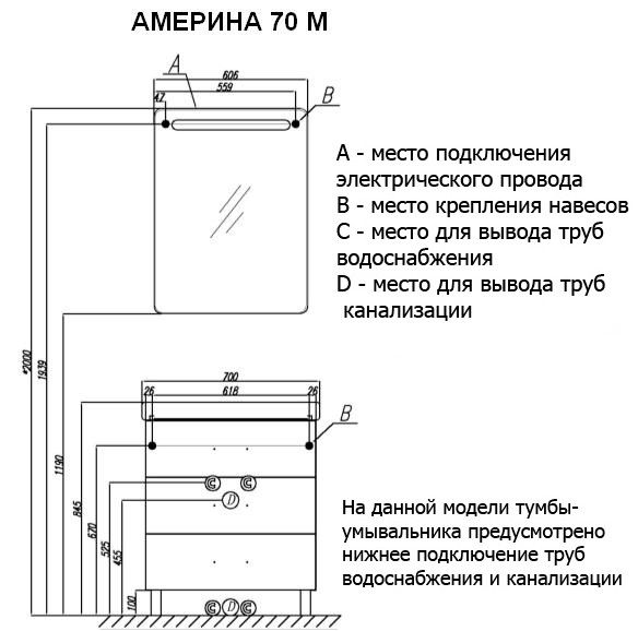 Тумба под раковину Акватон Америна 70см белый 1A169001AM010 Тумба под раковину Акватон Америна 70см белый 1A169001AM010