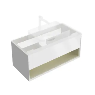 Тумба под раковину Kerama Marazzi Плаза Модерн KMPMCb100MSg1 с подсветкой 100 см белый матовый/шалфей