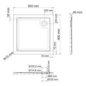 Душевой поддон Wasserkraft Salm 90x90см белый 27T03