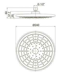 Верхний душ Paini 50CR759G5TB24E 24см хром