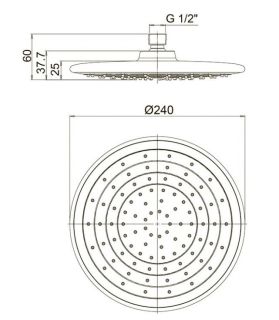 Верхний душ Paini 50CR759G5TB24E 24см хром