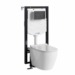 Система инсталляции с унитазом WasserKRAFT Vils 56TLT.010.ME.MB03.H002 кнопка смыва чёрный матовый