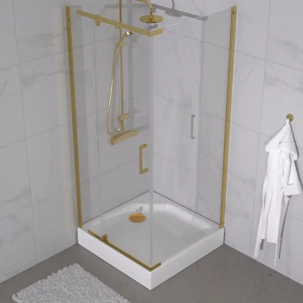 Душевой уголок Triton Терра -Голд  Щ0000073931 90x90 см профиль золото стекло прозрачное