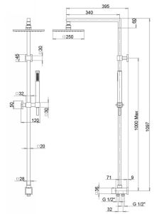 Душевая стойка Paini RSQ4 50CR191ARQ3P3 лейка Aversa хром