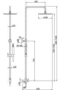 Душевая стойка Paini RST1 50CR191ART5P3 лейка Tivoli хром