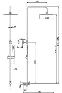 Душевая стойка Paini RST1 50CR191ART5P3 лейка Tivoli хром