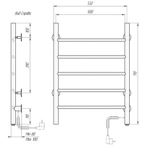 Полотенцесушитель электрический Domoterm Аврора DMT 109-5 50x71 EK R хром