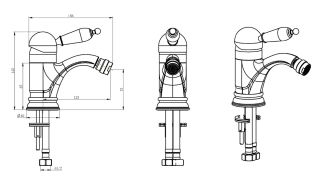 Смеситель для биде Boheme Murano Black_Комплект золото