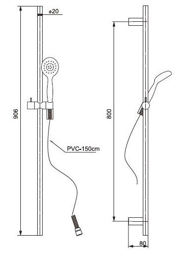 Душевой гарнитур Paini Bergamo BRCR121L9 90см хром