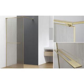 Душевая перегородка AQUAme AQM3720-3-10 100 см профиль золото брашированное стекло лен