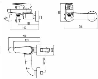 Смеситель для ванны Lemark Shift LM4334C Хром Смеситель для ванны Lemark Shift LM4334C Хром