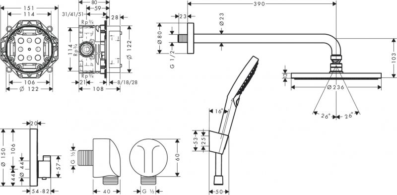 Душевой комплект Hansgrohe Raindance S 27959670