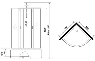 Душевая кабина Niagara NG-2308-14BKT 90x90см серебро/матовое