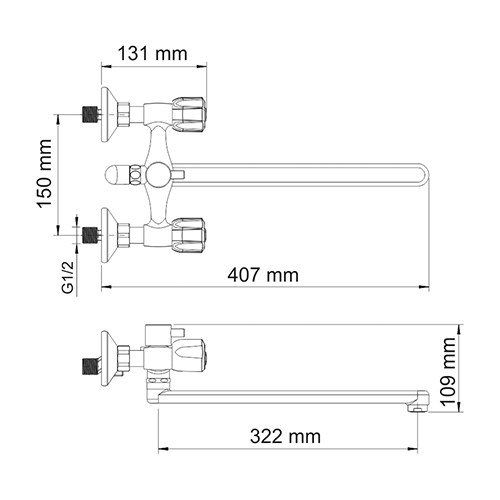 Wasserkraft Amper 2902L Смеситель для ванны с длинным изливом Wasserkraft Amper 2902L Смеситель для ванны с длинным изливом