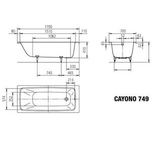 Стальная ванна Kaldewei Cayono 170x70x41 с покрытием easy clean
