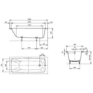 Стальная ванна Kaldewei Cayono 160x70x41 с покрытием easy-clean