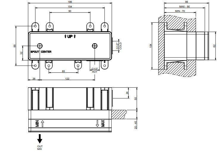 Скрытая часть для смесителя с изливом Gessi 44697.031