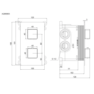 Встраиваемый смеситель-термостат на 3 источника AQUAme Savona AQM8809CR хром