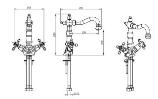 Смеситель для раковины Boheme высокий TRADIZIONALE ORO золото